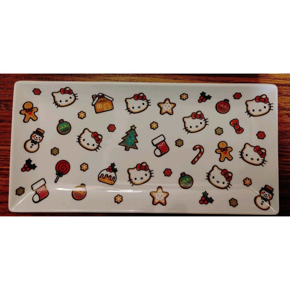 HELLO KITTY Ceramic Christmas Themed Serving Tray Platter for Gingerbread & more